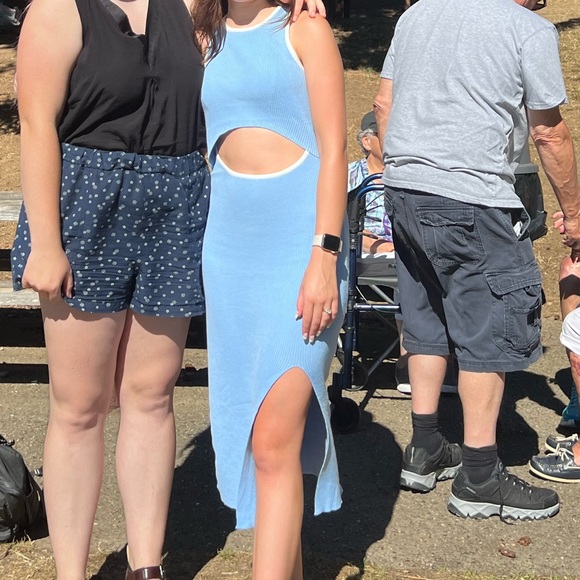 Light Blue Bodycon Cutout Midi Dress - Picture 5 of 5